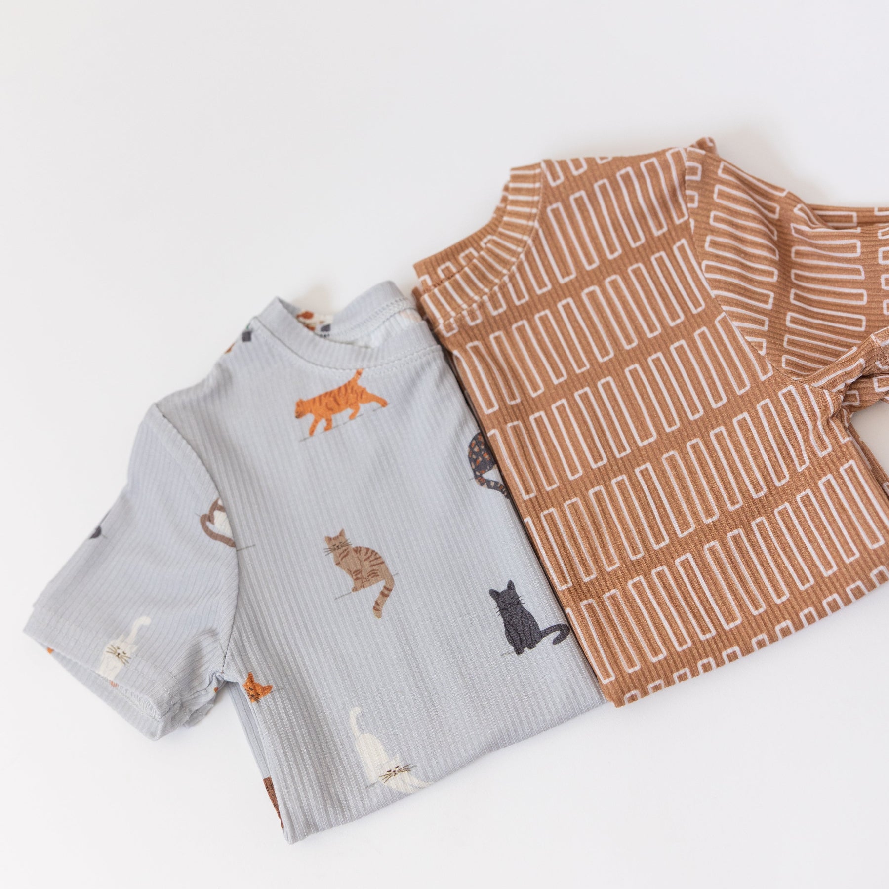 Neutral Lines Small Ribbed Shorts Two-Piece Set