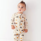 Tractors Small Ribbed Zip Romper