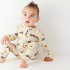 Tractors Small Ribbed Zip Romper
