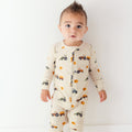 Tractors Small Ribbed Zip Romper