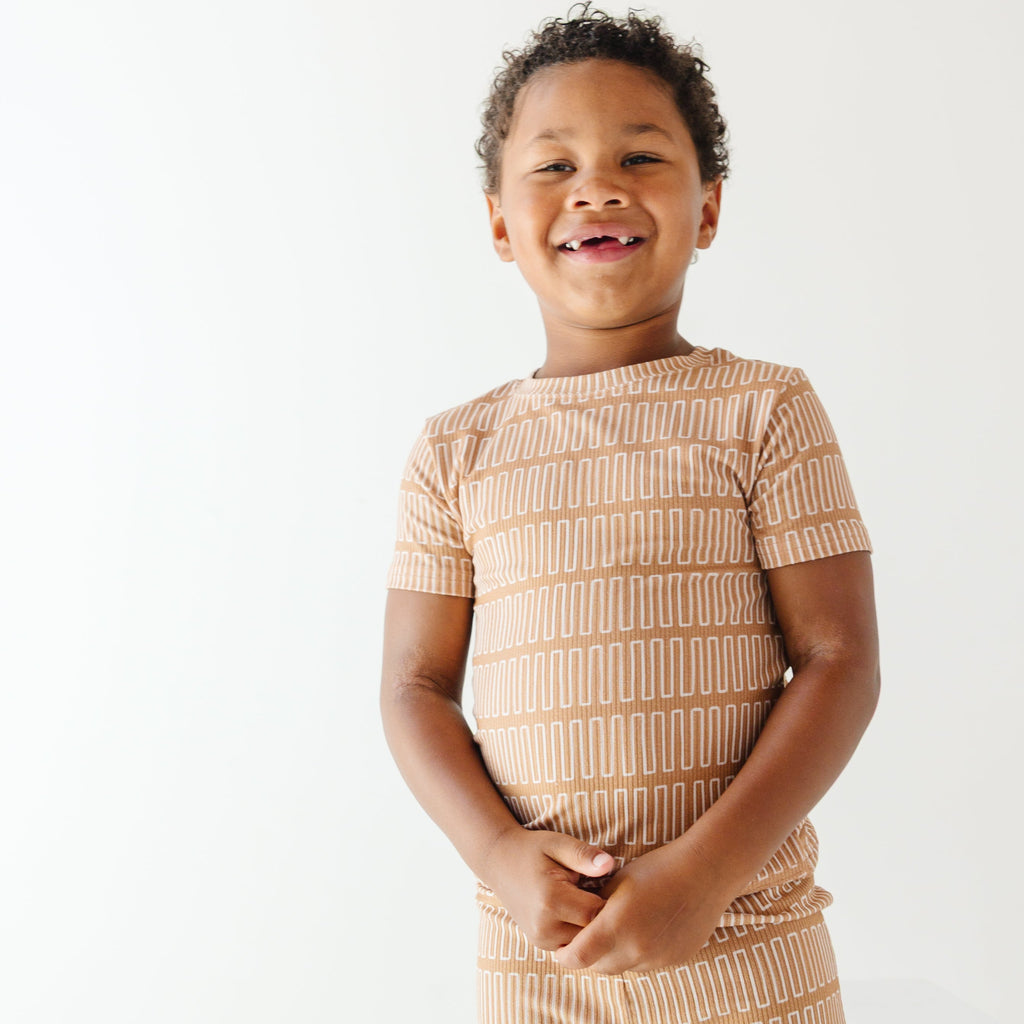 Neutral Lines Small Ribbed Shorts Two-Piece Set