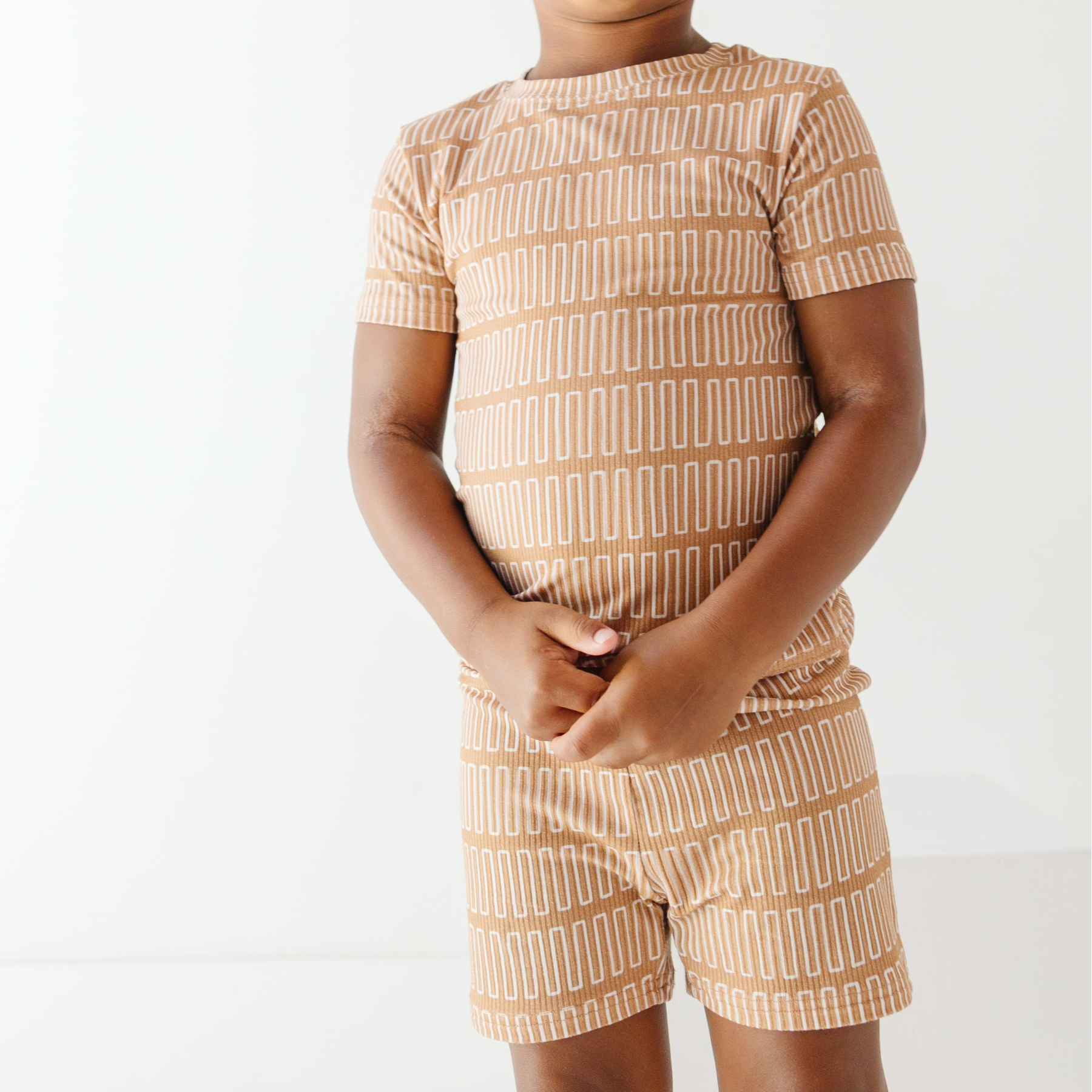 Neutral Lines Small Ribbed Shorts Two-Piece Set