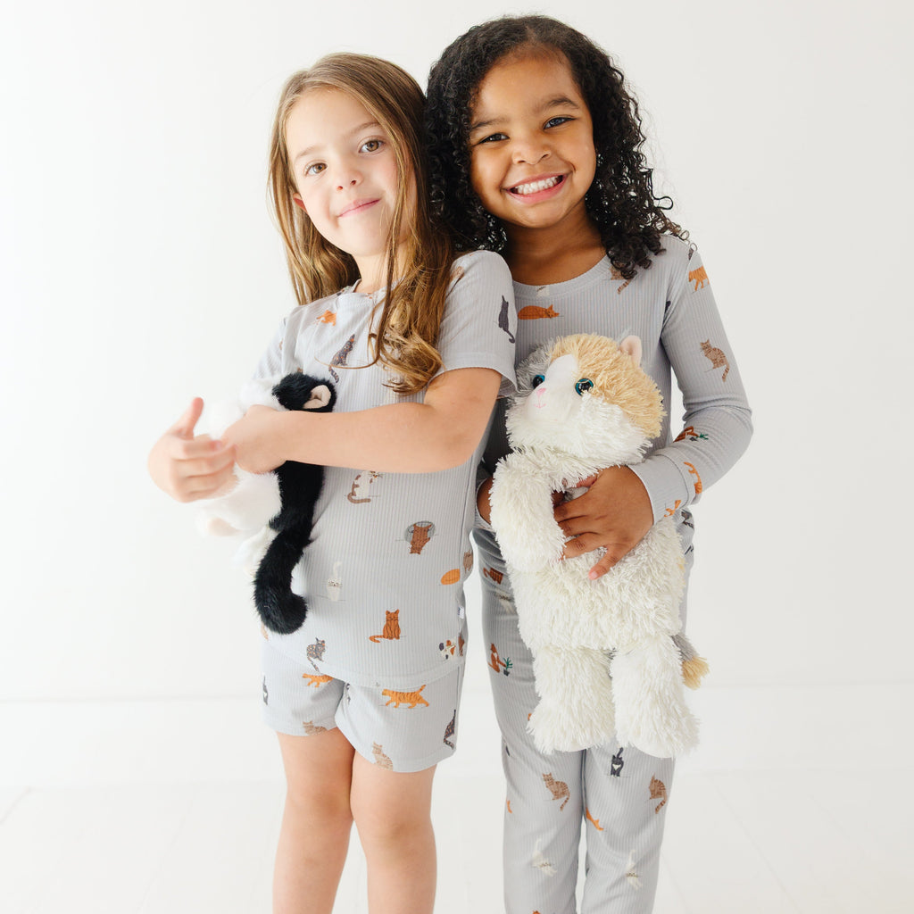 Cats Gray Small Ribbed Two-Piece Set