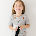 Cats Gray Small Ribbed Shorts Two-Piece Set