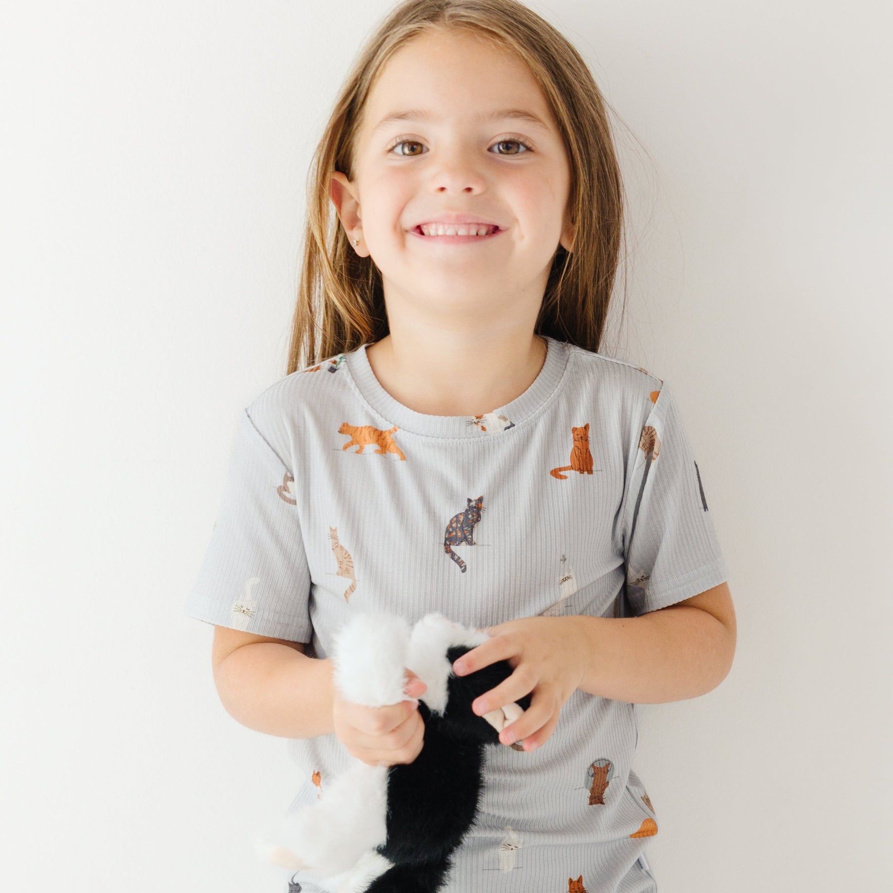 Cats Gray Small Ribbed Shorts Two-Piece Set