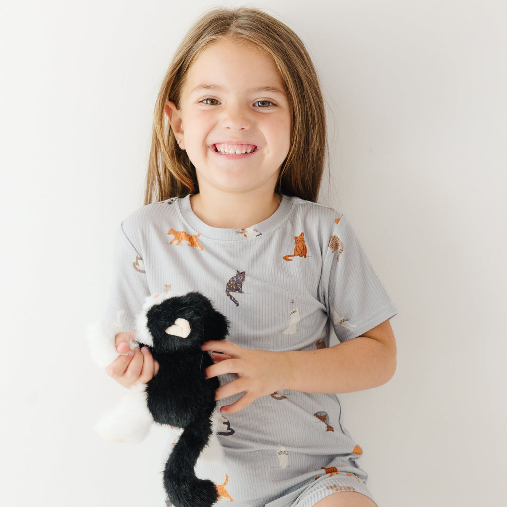 Cats Gray Small Ribbed Shorts Two-Piece Set