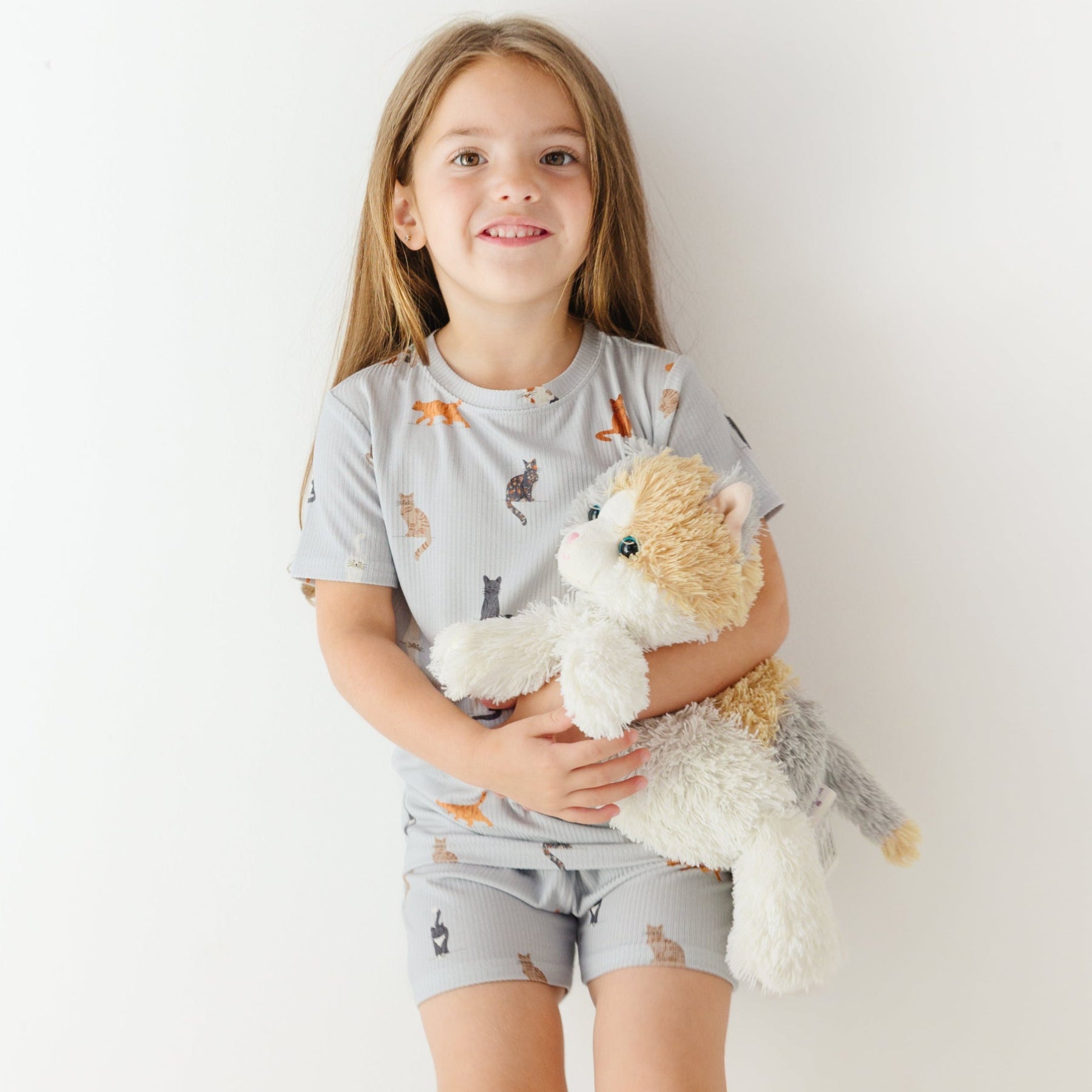 Cats Gray Small Ribbed Shorts Two-Piece Set