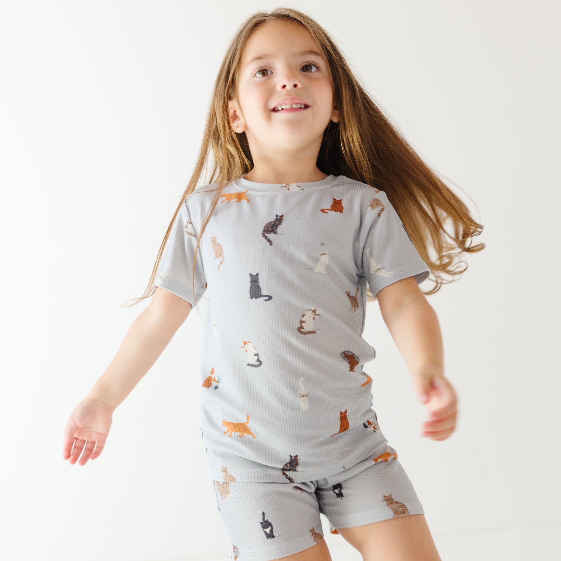 Cats Gray Small Ribbed Shorts Two-Piece Set