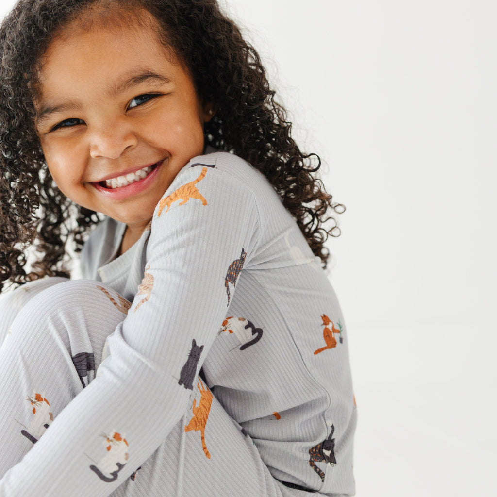 Cats Gray Small Ribbed Two-Piece Set