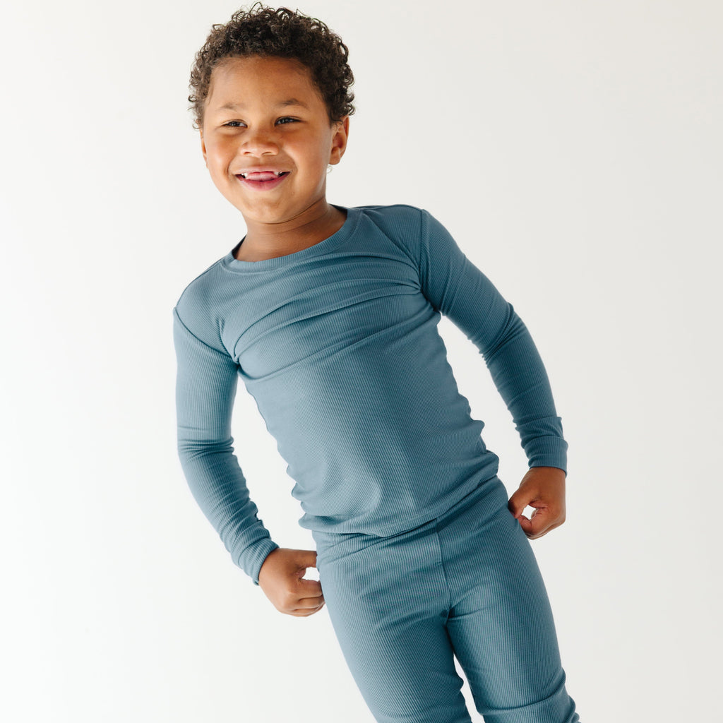 Midnight Teal Small Ribbed Two-Piece Set
