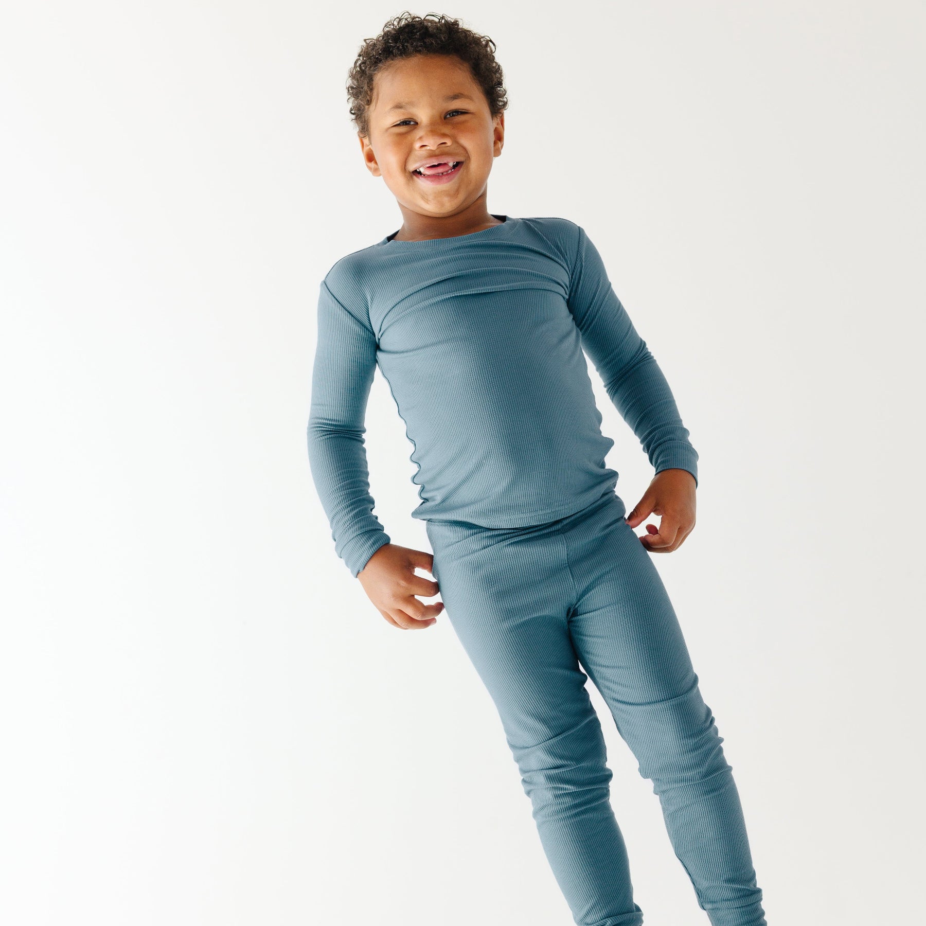 Midnight Teal Small Ribbed Two-Piece Set