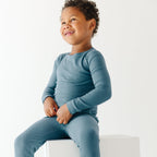 Midnight Teal Small Ribbed Two-Piece Set