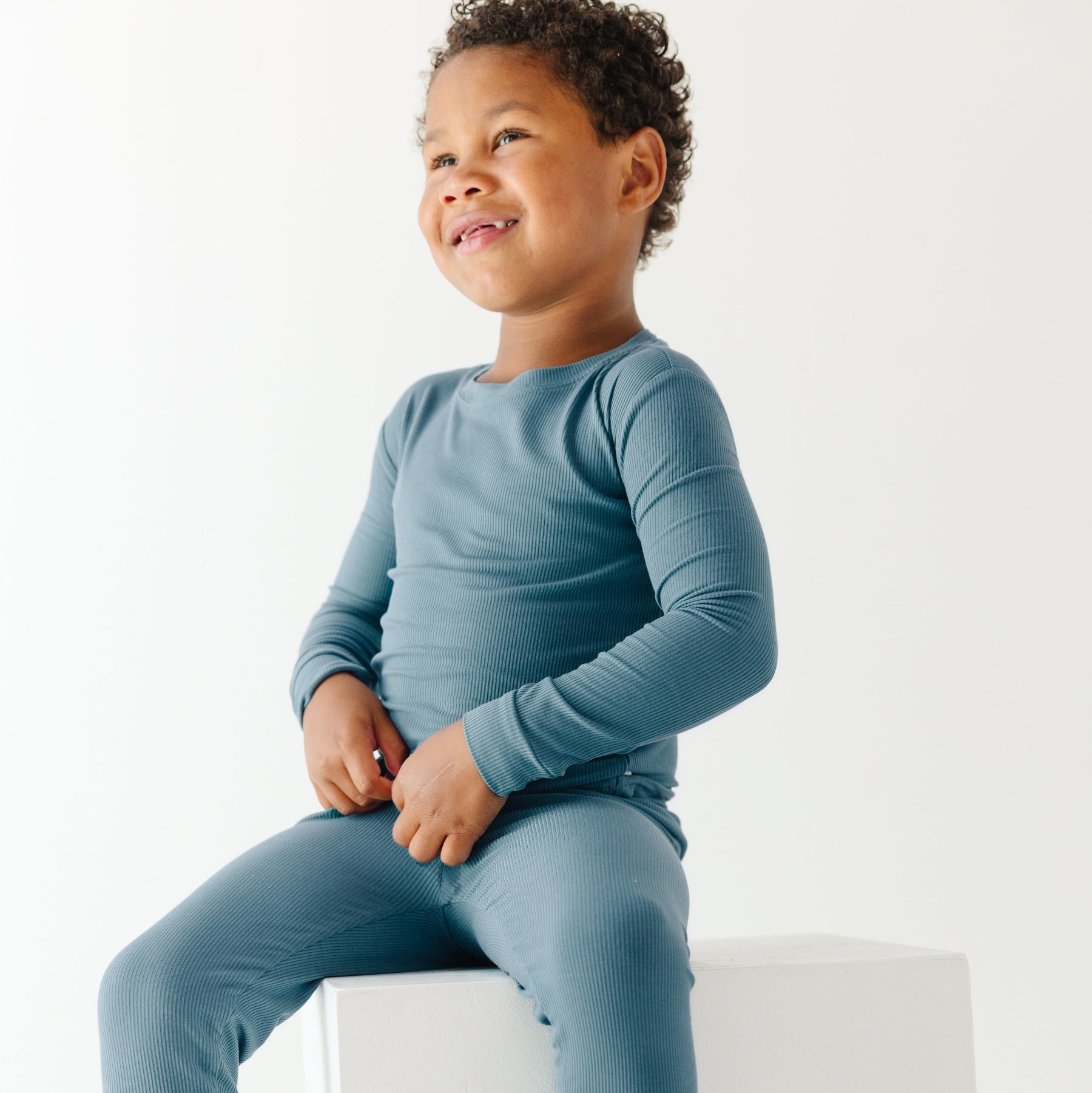 Midnight Teal Small Ribbed Two-Piece Set
