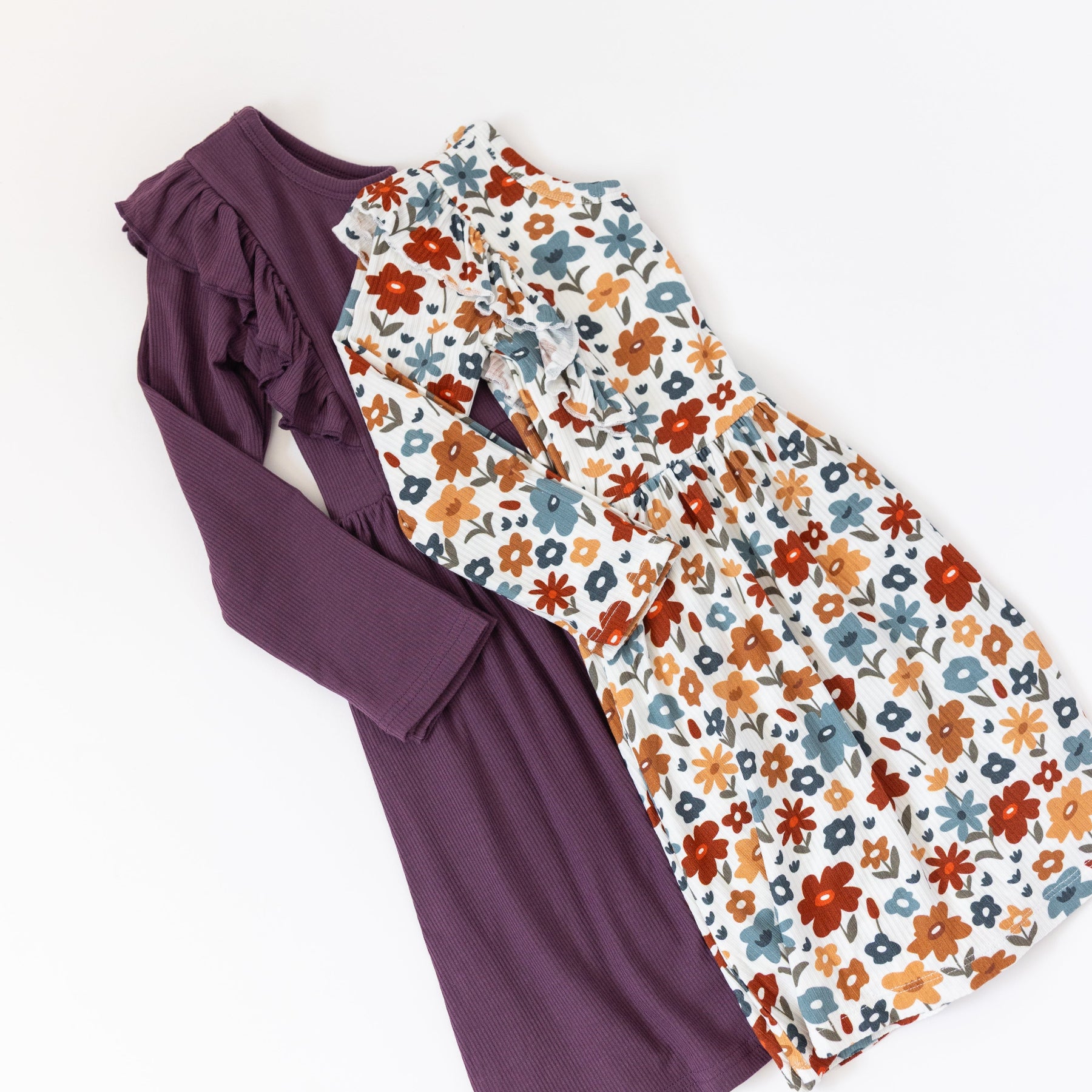 Mulberry Small Ribbed Ruffle Long Sleeve Dress