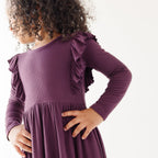 Mulberry Small Ribbed Ruffle Long Sleeve Dress