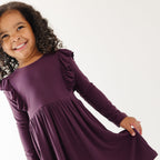 Mulberry Small Ribbed Ruffle Long Sleeve Dress