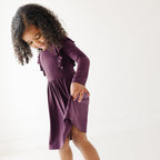 Mulberry Small Ribbed Ruffle Long Sleeve Dress