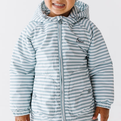 Slate Blue Stripe Puffer Jacket