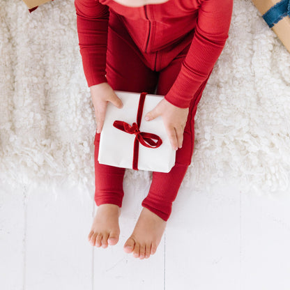 Berry Red Small Ribbed Zip Romper