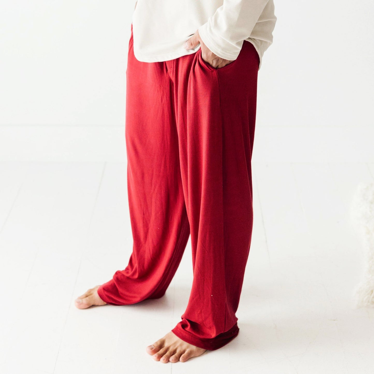 Berry Red Small Ribbed Men's Pants