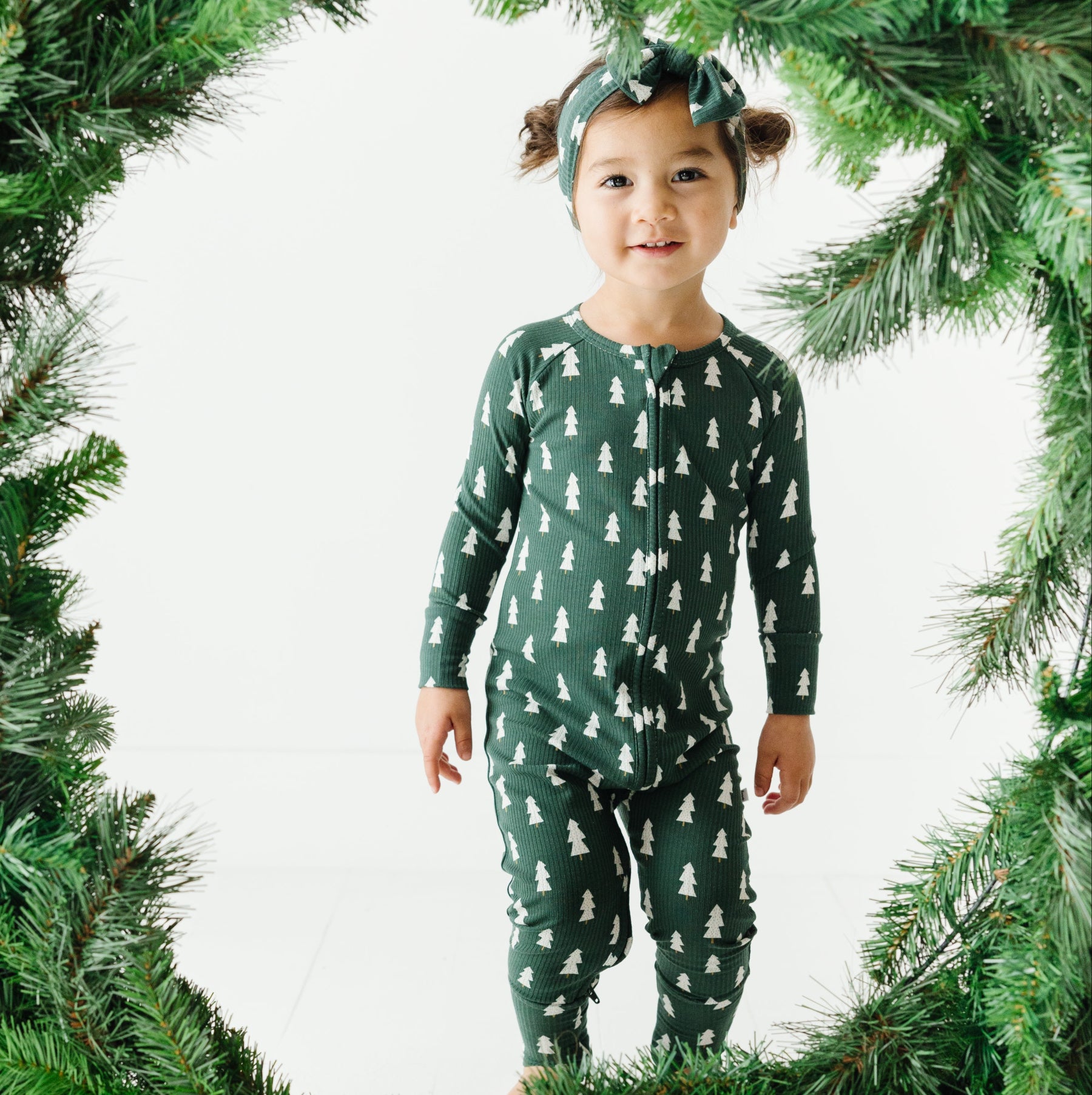 Christmas Trees Small Ribbed Zip Romper