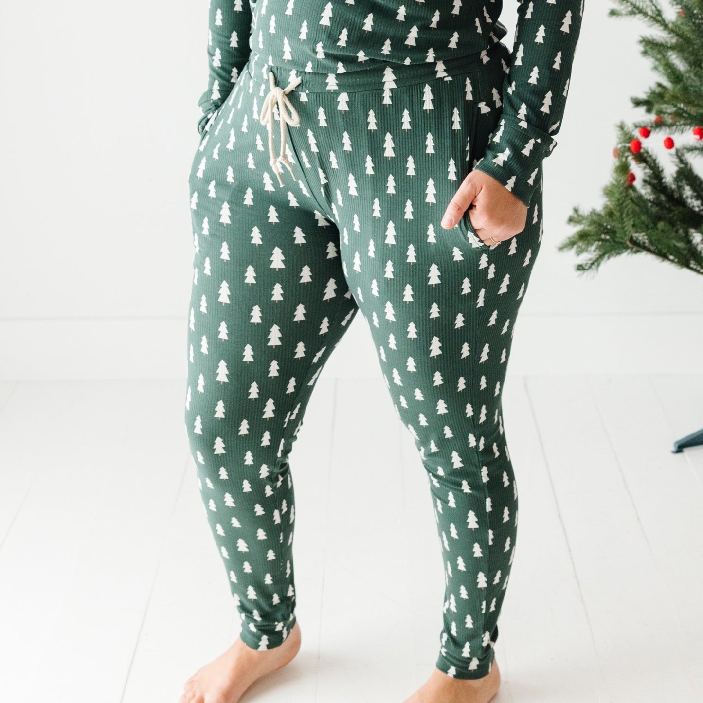 Christmas Trees Small Ribbed Women's Pants