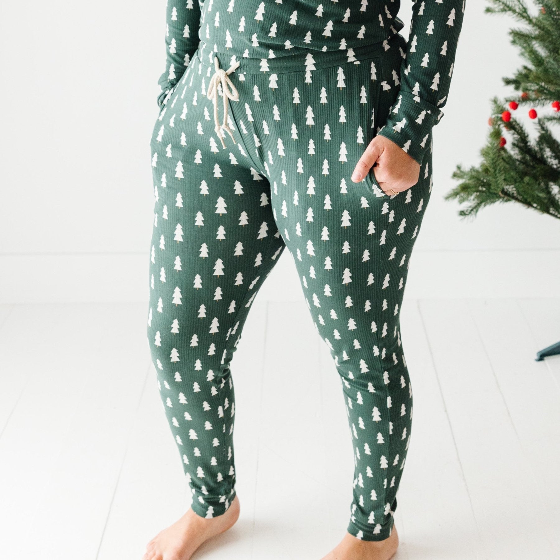 Christmas Trees Small Ribbed Women's Matching Set