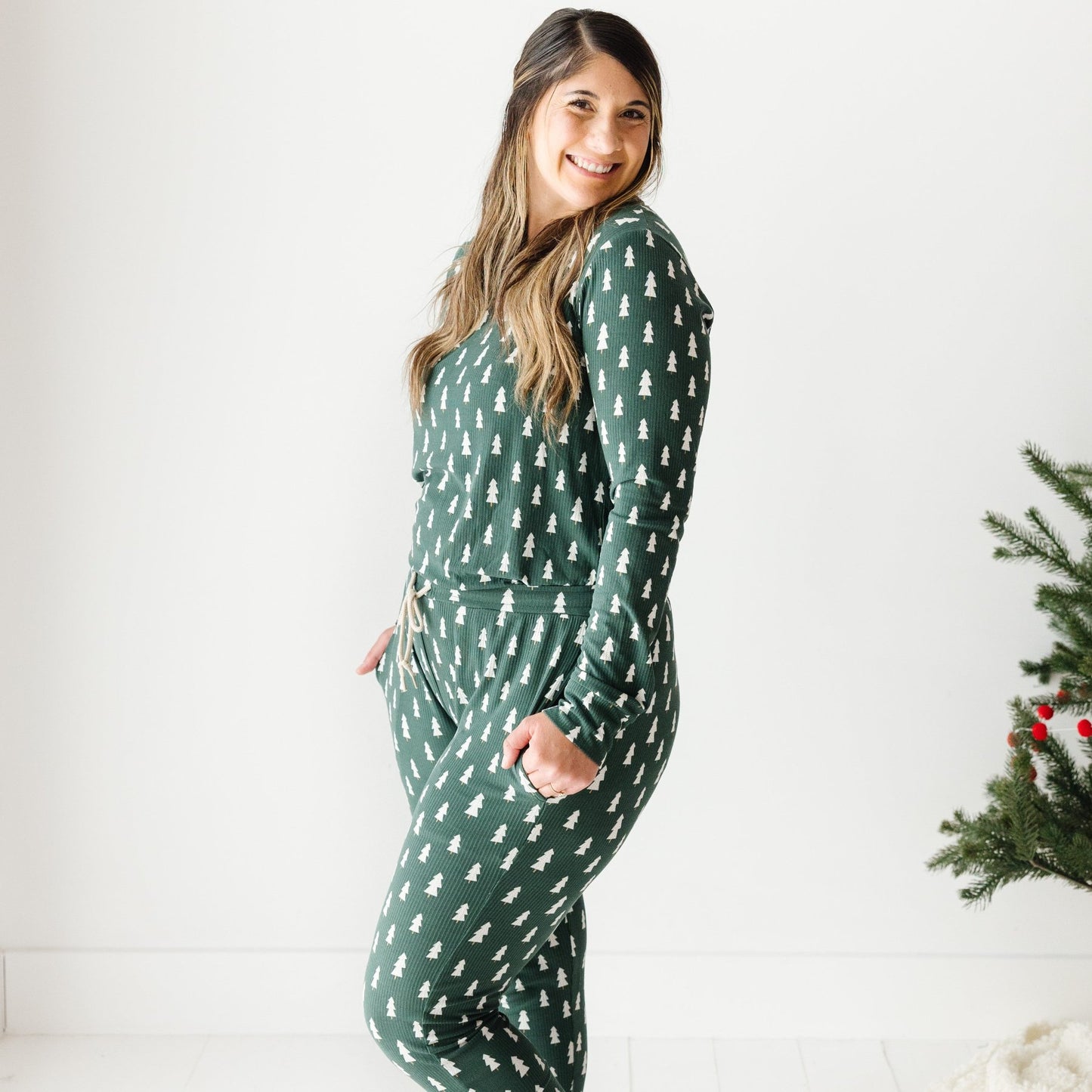 Christmas Trees Small Ribbed Women's Pants