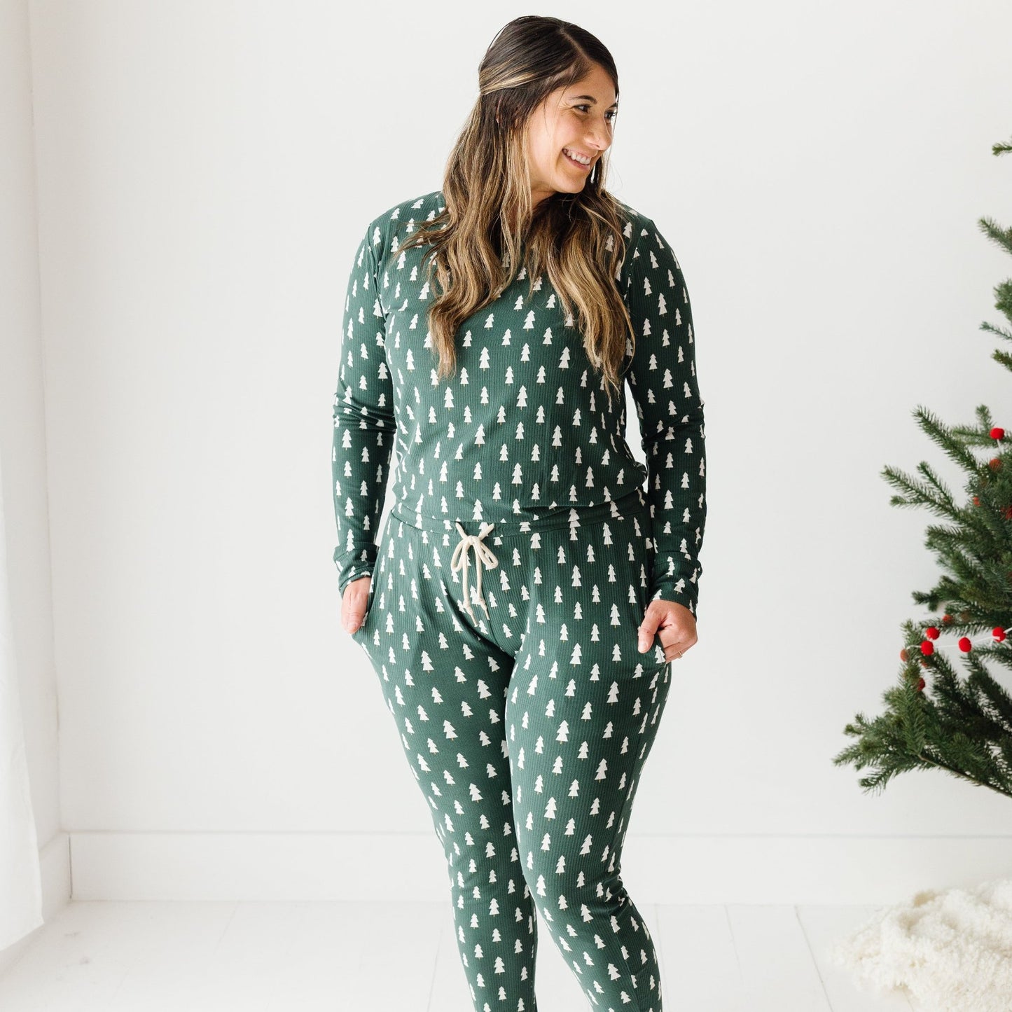 Christmas Trees Small Ribbed Women's Pants