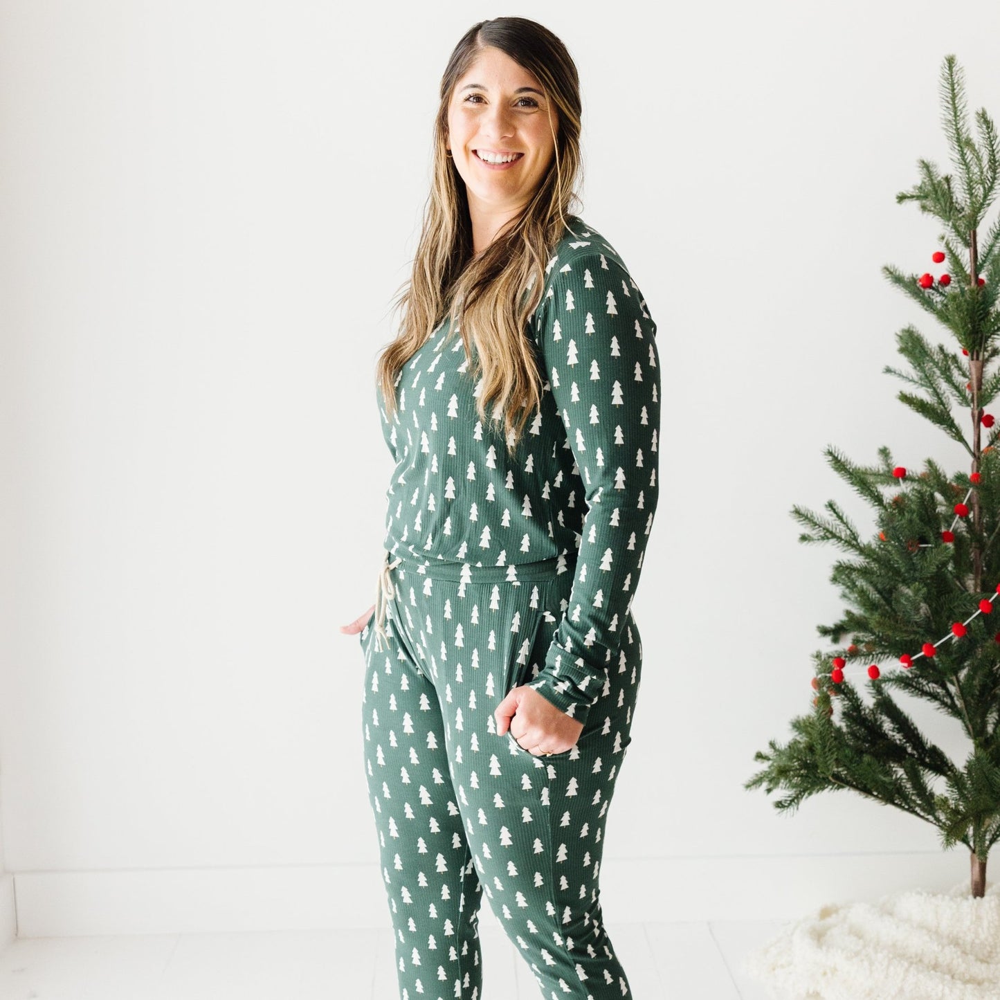 Christmas Trees Small Ribbed Women's Pants