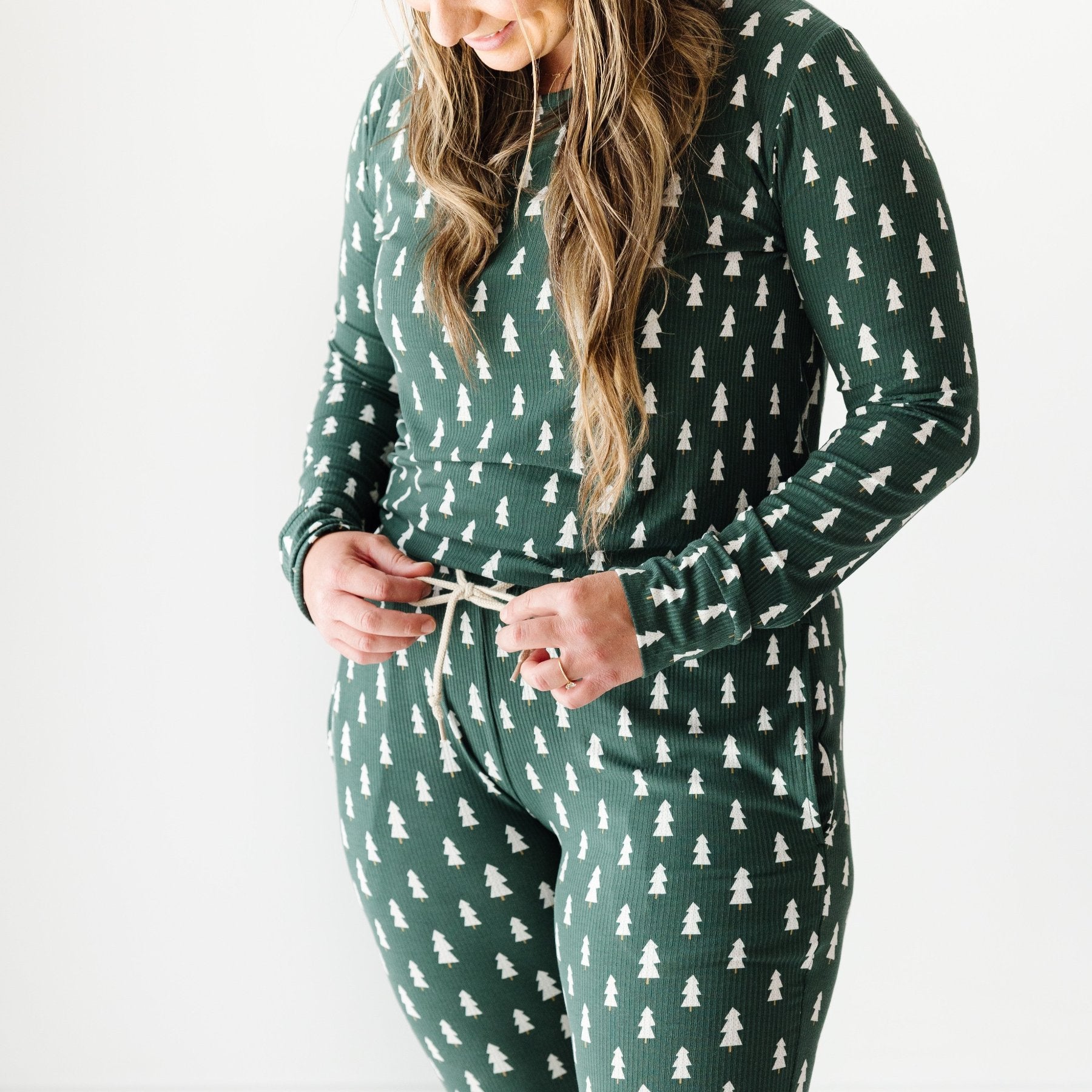 Christmas Trees Small Ribbed Women's Matching Set