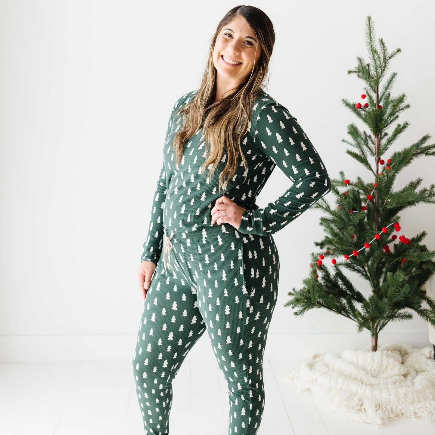 Christmas Trees Small Ribbed Women's Pants