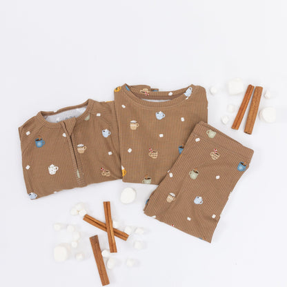 Hot Cocoa Small Ribbed Zip Romper