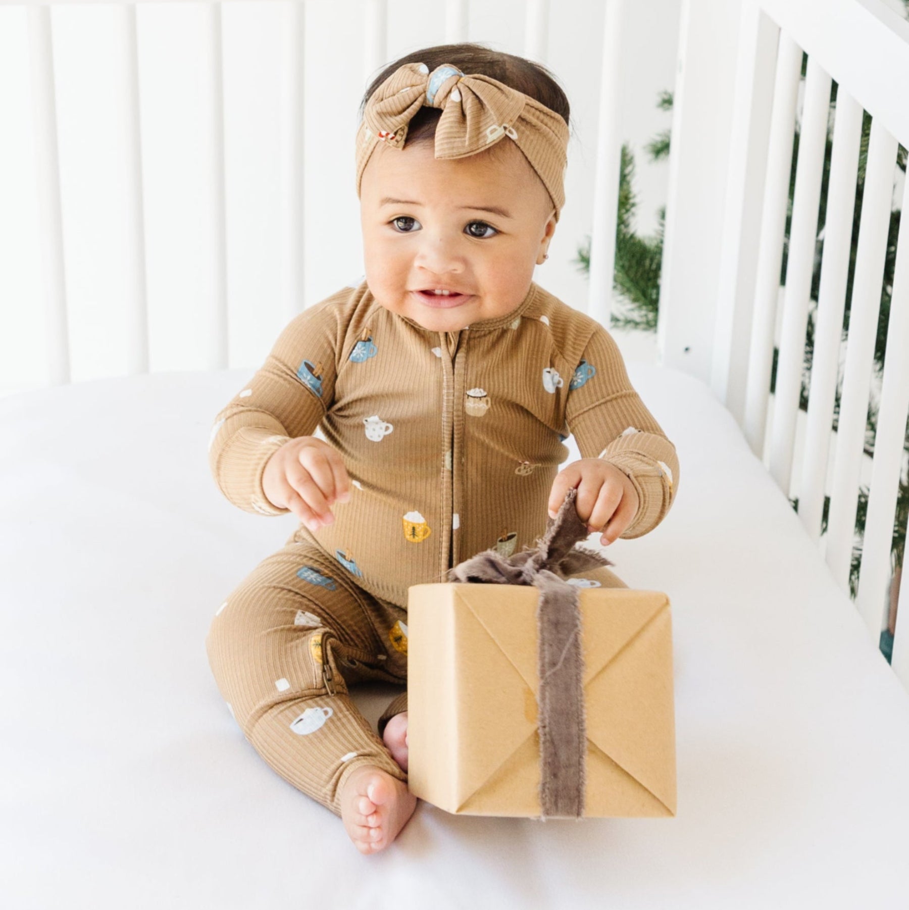 Hot Cocoa Small Ribbed Zip Romper