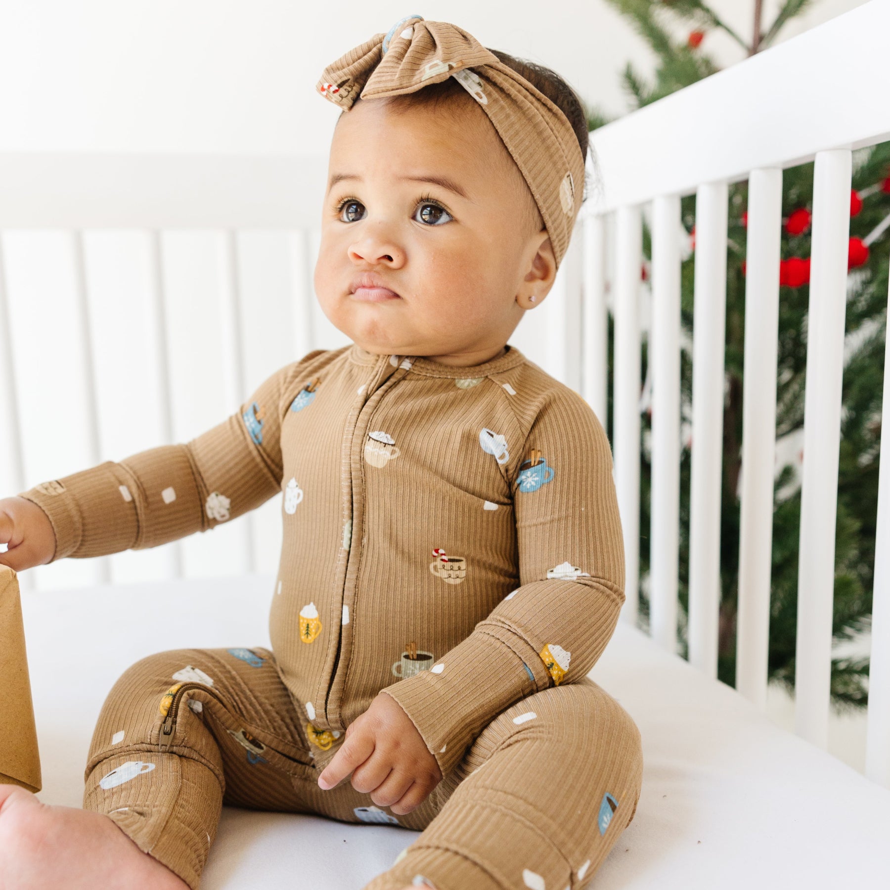 Hot Cocoa Small Ribbed Zip Romper