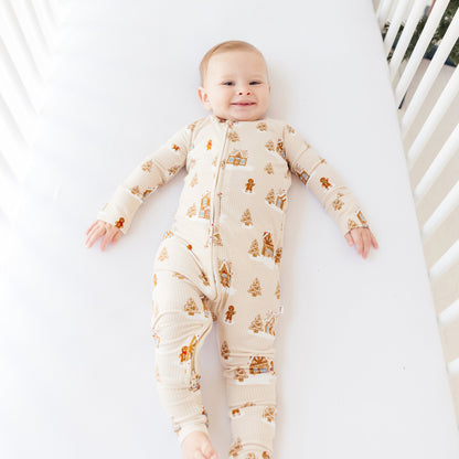 Gingerbread Small Ribbed Zip Romper