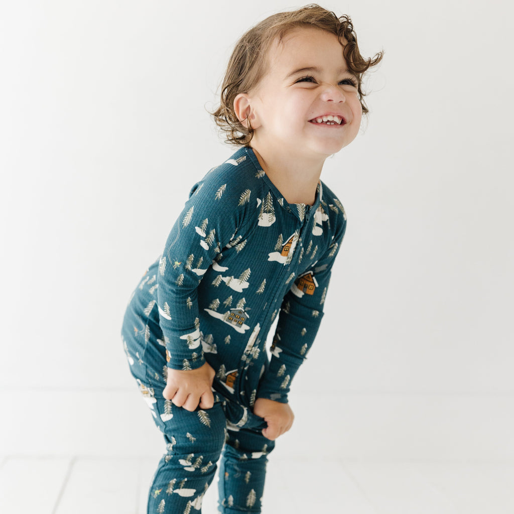 Snowy Village Small Ribbed Zip Romper