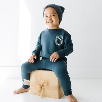 All Aboard Train Navy Bamboo French Terry Pullover