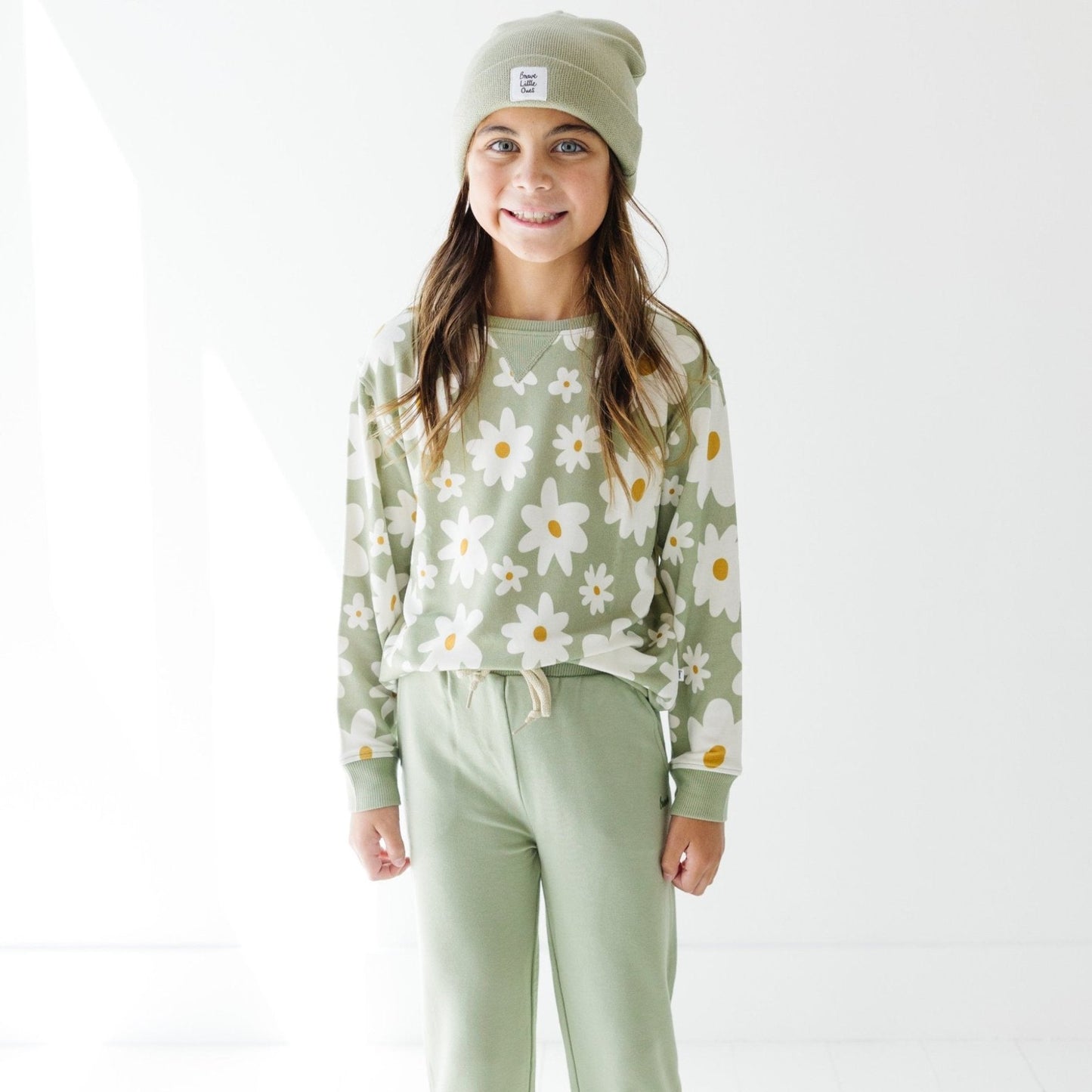 Floral Pale Sage Bamboo French Terry Pullover