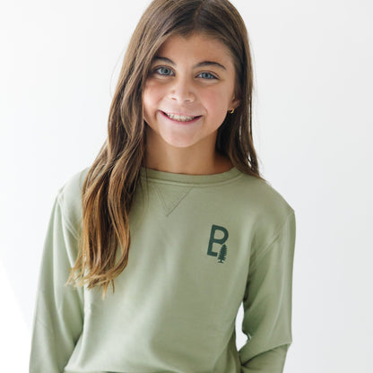 Brave With Tree Pale Sage Bamboo French Terry Pullover