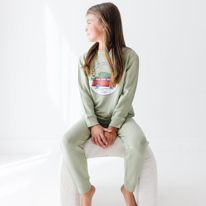 VW Bus Pale Sage Bamboo French Terry Pullover