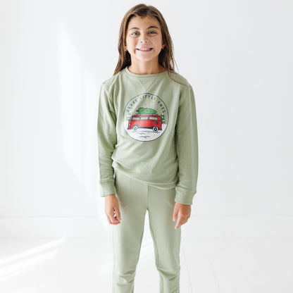 VW Bus Pale Sage Bamboo French Terry Pullover