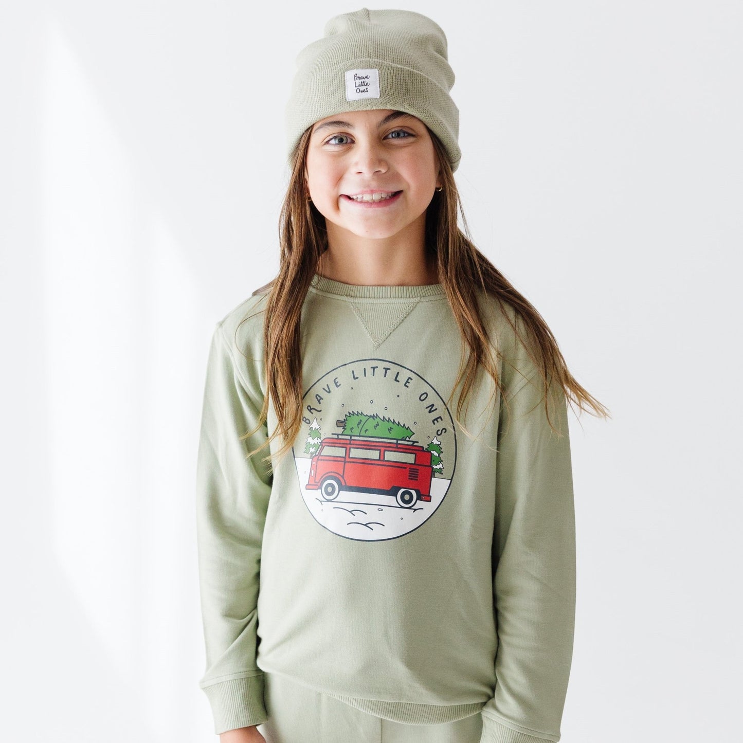 VW Bus Pale Sage Bamboo French Terry Pullover