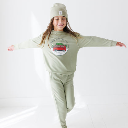 VW Bus Pale Sage Bamboo French Terry Pullover