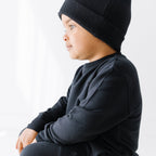 Jet Black with Brave Embroidered Bamboo French Terry Pullover