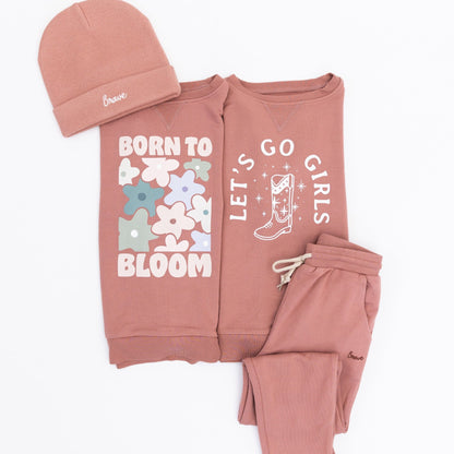 Born To Bloom Rose Bamboo French Terry Pullover & Jogger Set