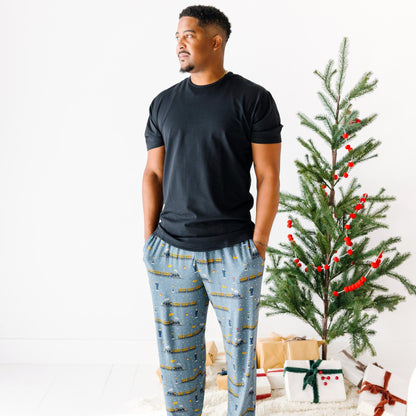 Christmas Trains Small Ribbed Men's Pants