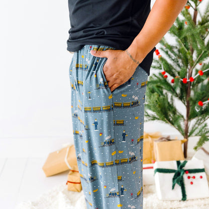 Christmas Trains Small Ribbed Men's Pants