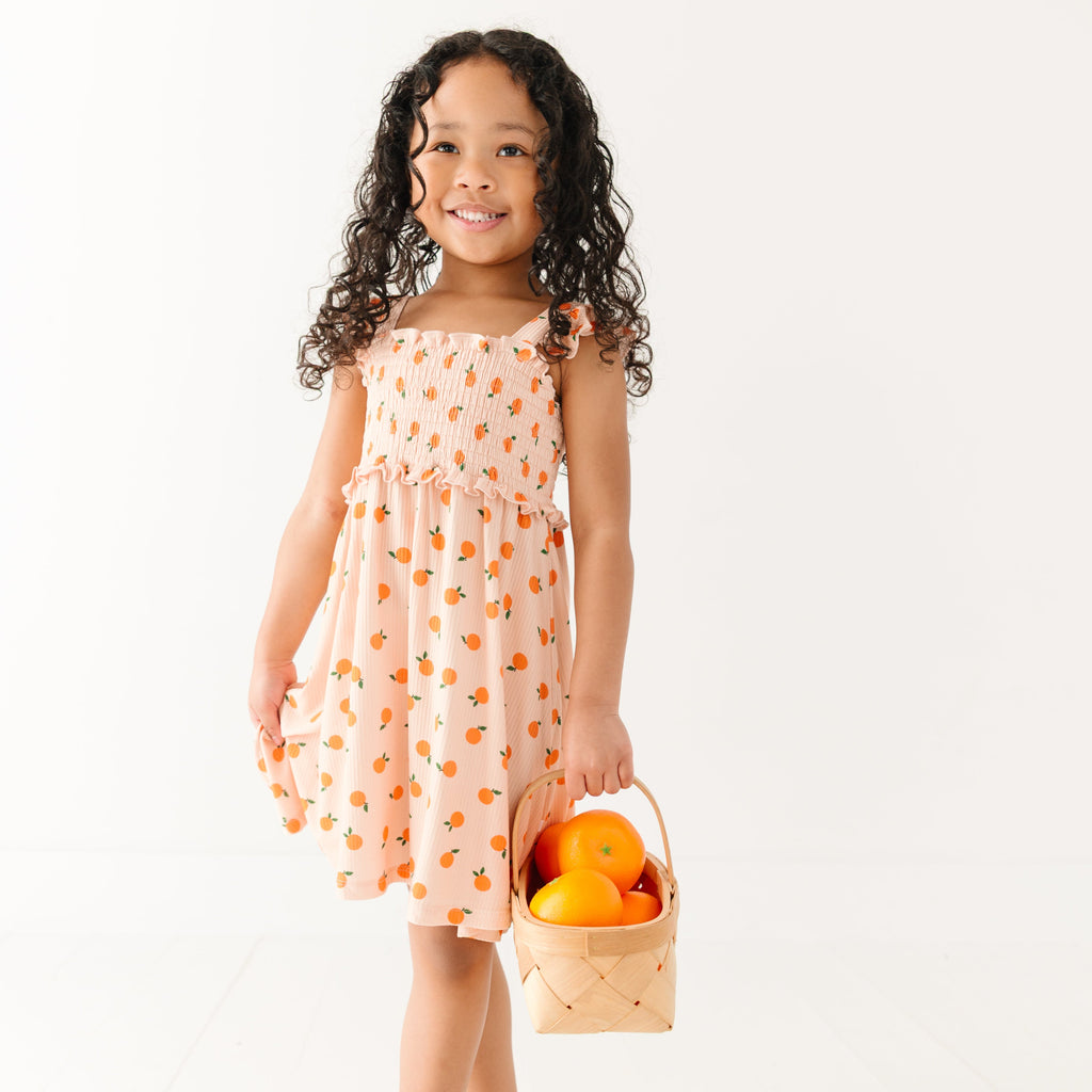 Oranges Small Ribbed Flutter Sleeve Dress