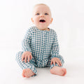 Blue Small Gingham Zip Romper